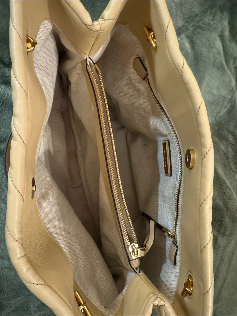 Tory Burch Quilted Leather Shoulder Bag in Nude Blush with Gold Hardware
